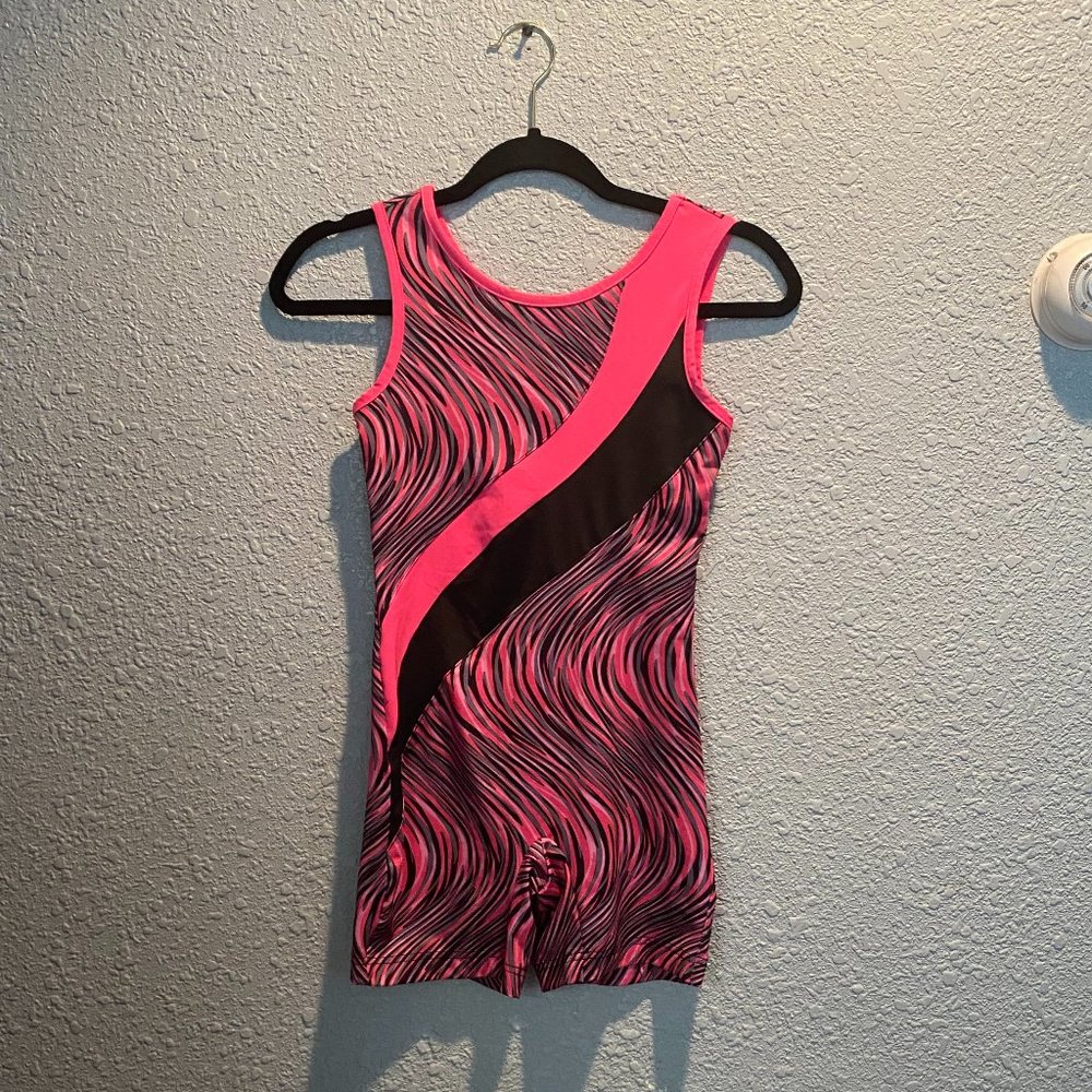 Girl's Danskin Now Size L (10-12) Pink and Black Dance Unitard